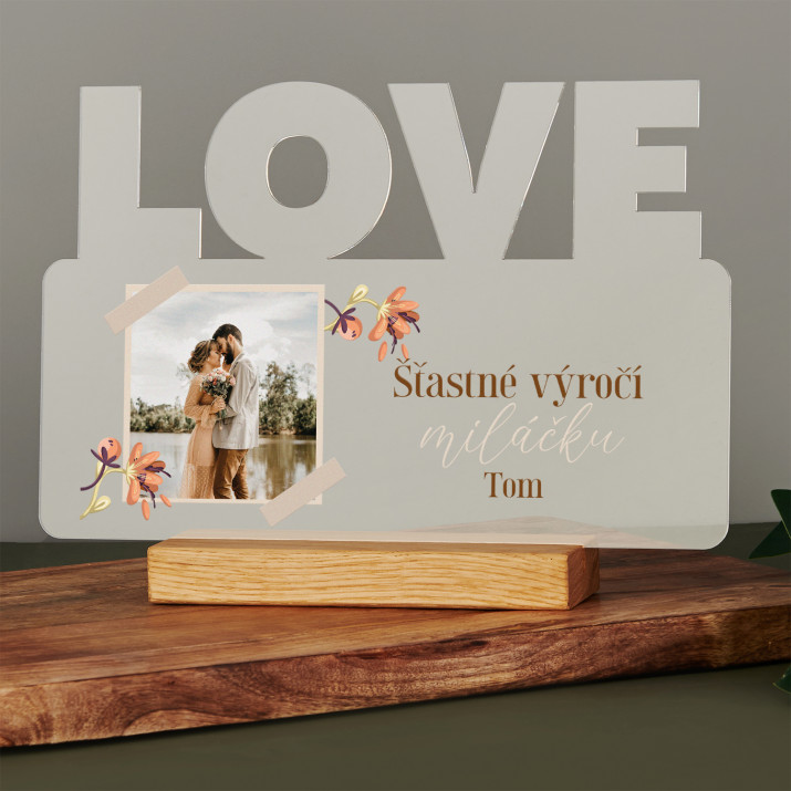 Šťastné výročí miláčku - Tisk na akrylovém skle LOVE
