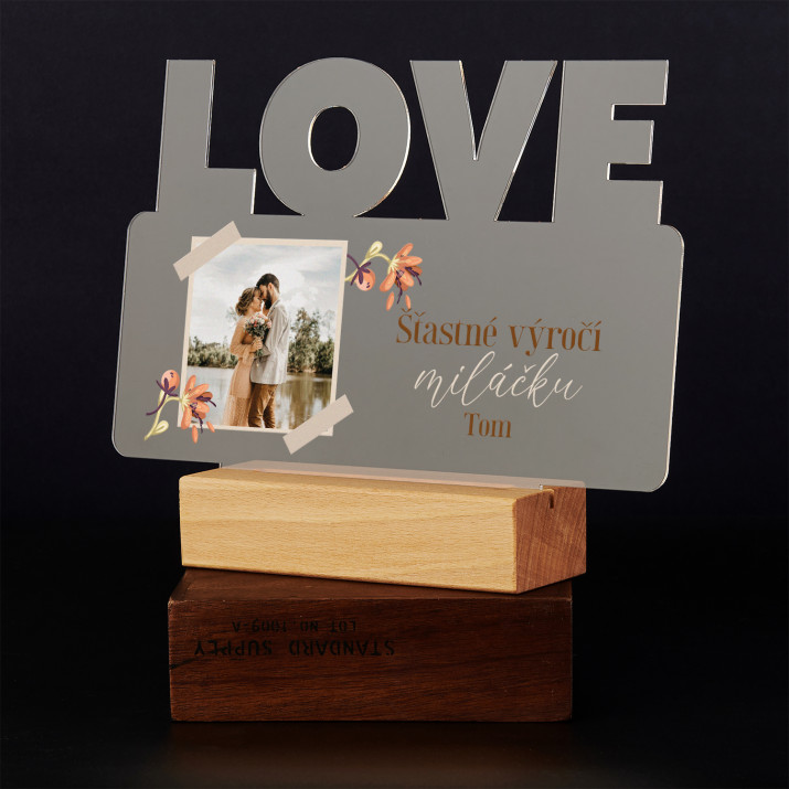 Šťastné výročí miláčku - Tisk na akrylovém skle LOVE