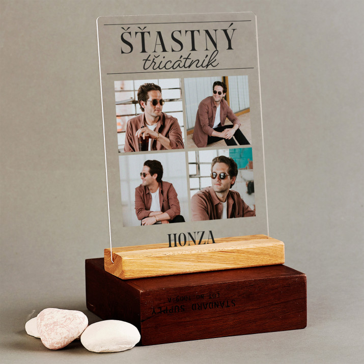 šťastný třicátník - Tisk na akrylovém skle se stojanem