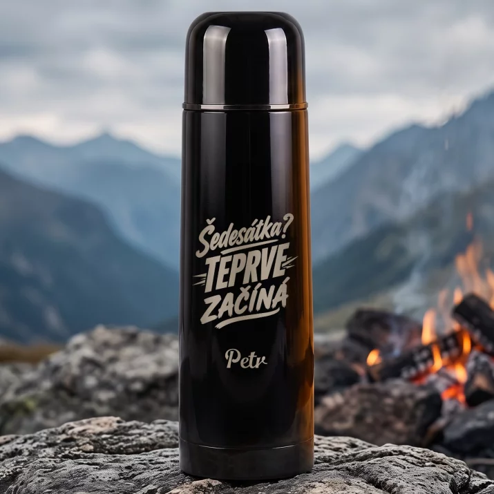Termoska S Gravírováním K 60 Dárek K 60 Narozeninám Pro Muže: Šedesátka? Teprve Začíná