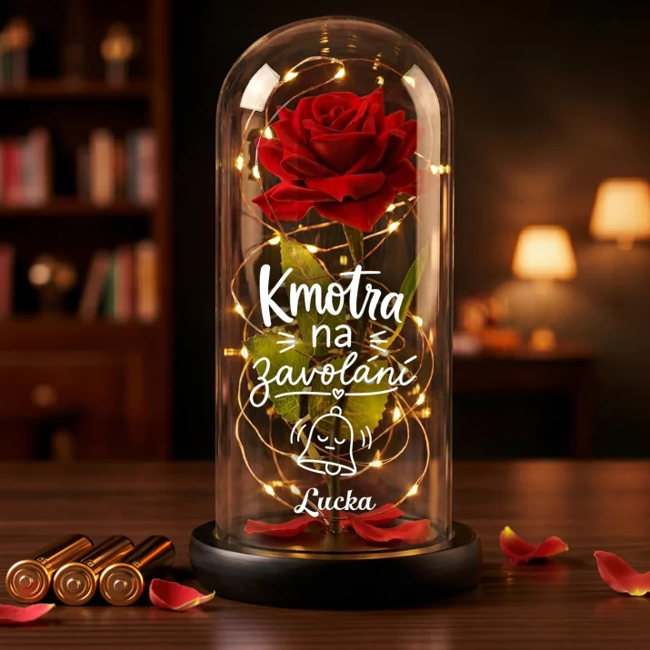 Věčná Růže Pod Skleněnou Kopulí Pro Kmotru Dárek Pro Ženu: Kmotra Na Zavolání Věčná Růže Pod Skleněnou Kopulí Pro Kmotru Dárek Pro Ženu: Kmotra Na Zavolání