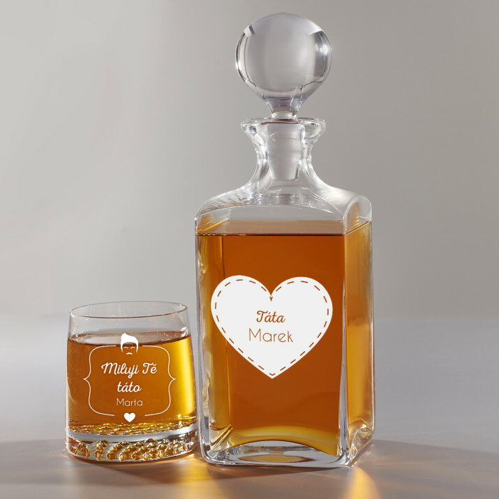 Táta - Skleněná karafa na whisky + sklenice