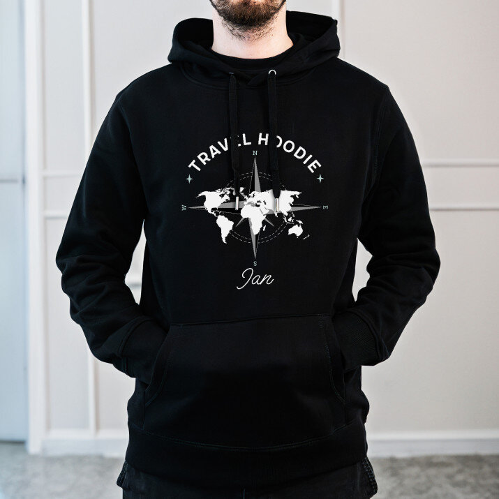 Travel hoodie - Černá pánská mikina