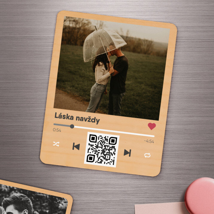 Tvoje písnička - spotify s kódem QR - Dřevěný magnet