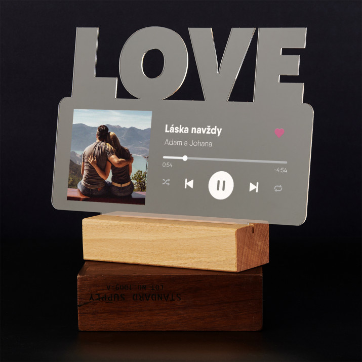 Tvoje písnička Spotify - Tisk na akrylovém skle LOVE