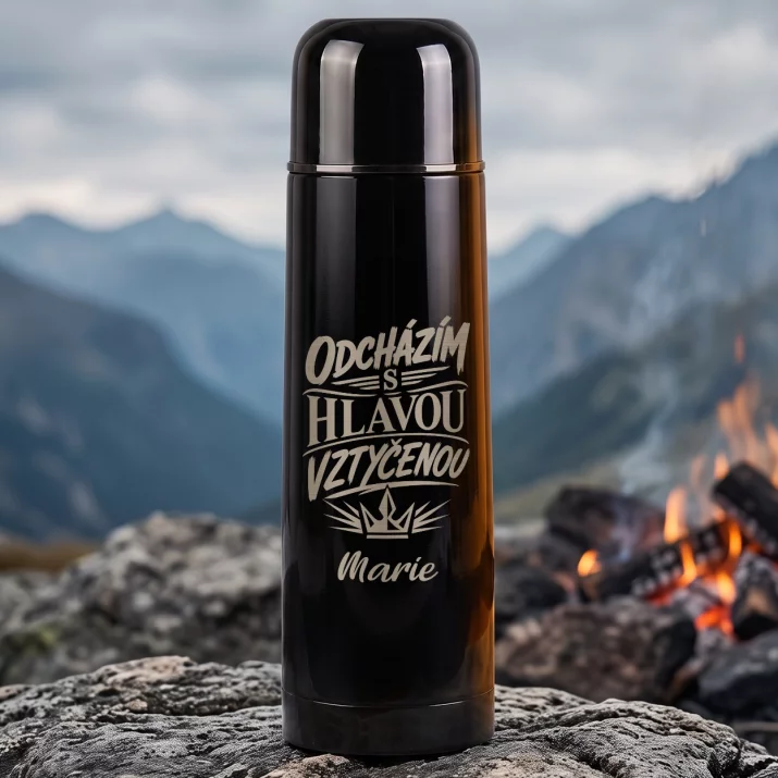 Termoska S Gravírováním Při Odchodu Z Práce Dárek Pro Ženu: Odcházím S Hlavou