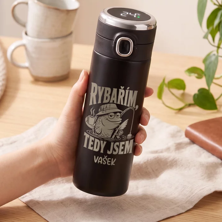 Termohrnek LED Pro Rybáře Dárek Pro Muže: Rybařím, Tedy Jsem Termohrnek LED Pro Rybáře Dárek Pro Muže: Rybařím, Tedy Jsem