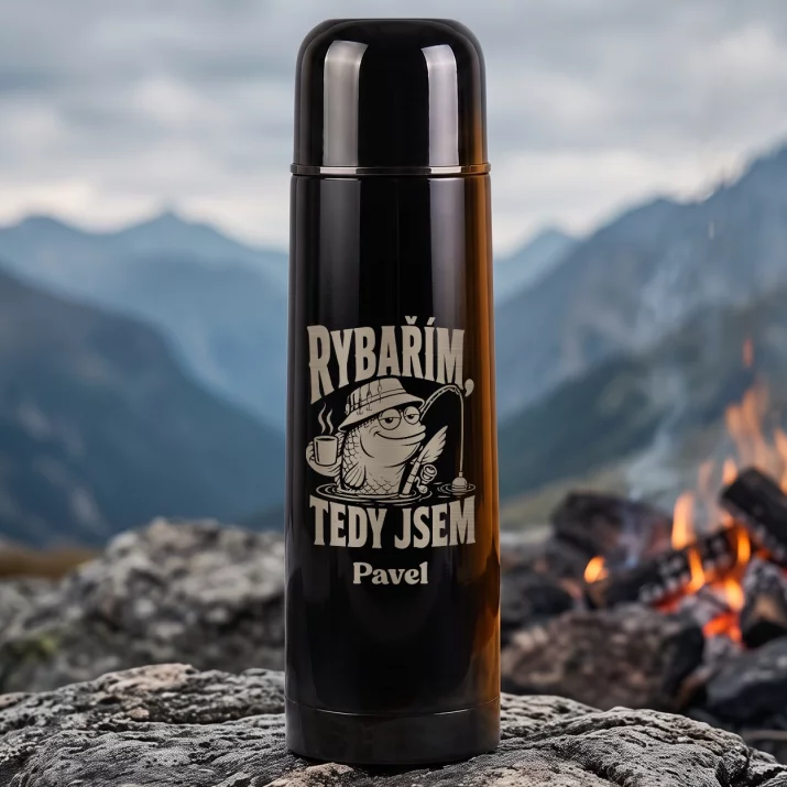 Termoska S Gravírováním Pro Rybáře Dárek Pro Muže: Rybařím, Tedy Jsem