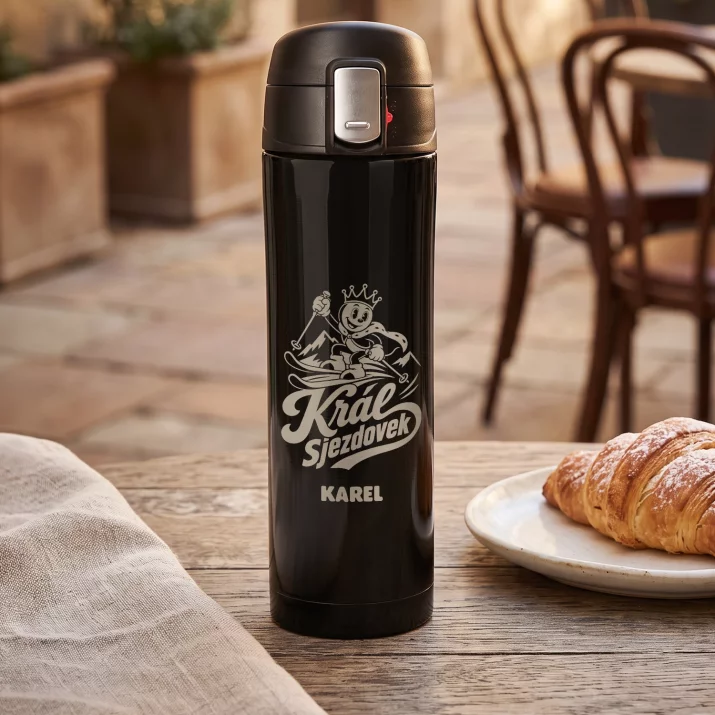 Termohrnek 440ml Pro Lyžaře Dárek Pro Muže: Král Sjezdovek