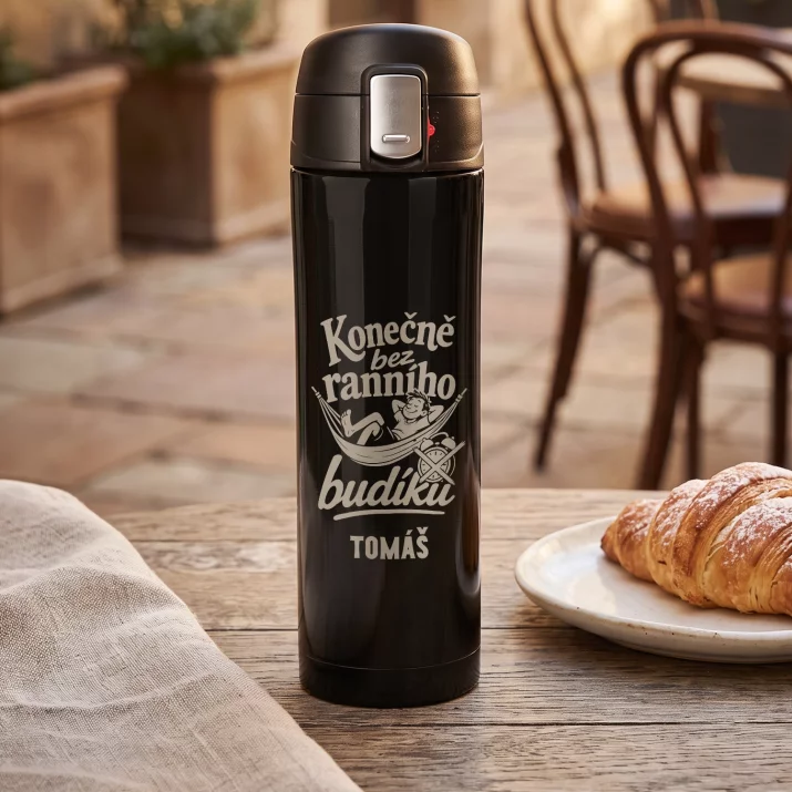 Termohrnek 440ml Při Odchodu Z Práce Dárek Pro Muže: Konečně Bez Ranního