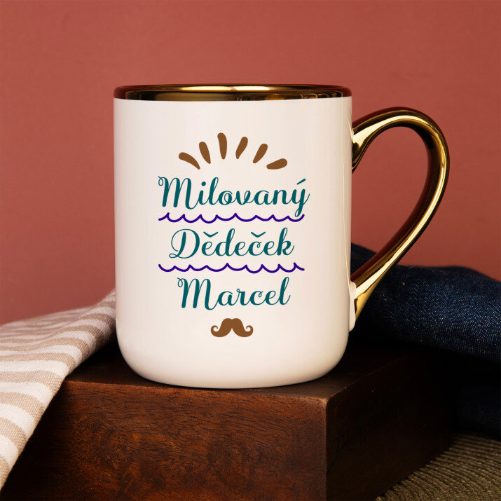 Milovaný dědeček - Keramický hrnek se zlatým okrajem