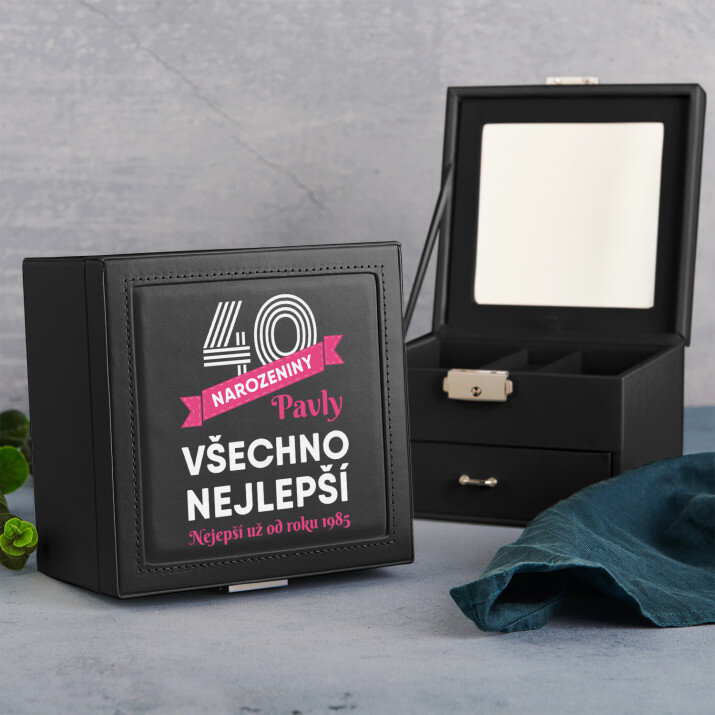 Narozeniny všechno nejlepší - Černá šperkovnice se zrcátkem