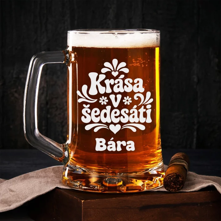 Půllitr Na Pivo K 60 Narozeninám Dárek Pro Ženu: Sedmdesátkové Retro Půllitr Na Pivo K 60 Narozeninám Dárek Pro Ženu: Sedmdesátkové Retro