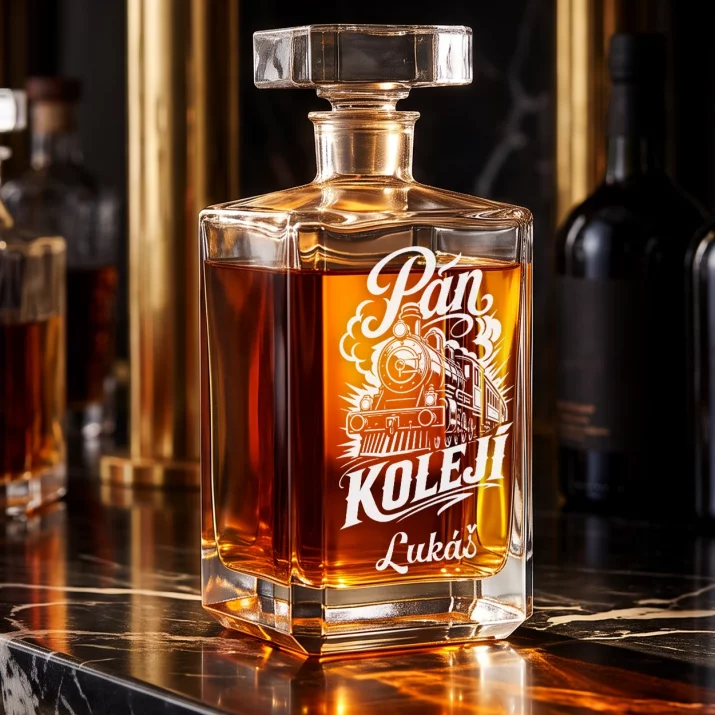 Personalizovaná Karafa Na Whisky Pro Železničáře Dárek Pro Muže: Pán Kolejí Personalizovaná Karafa Na Whisky Pro Železničáře Dárek Pro Muže: Pán Kolejí