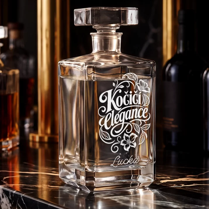Karafa Na Vodku S Gravírováním Pro Milovnici Koček Dárek Pro Ženu: Kočičí Elegance