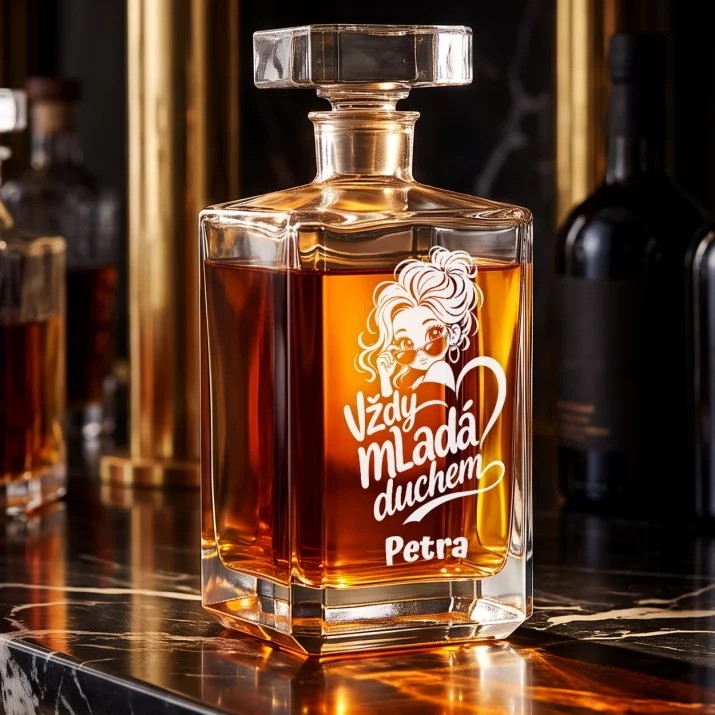Personalizovaná Karafa Na Whisky K 50 Narozeninám Dárek Pro 50Letou Ženu : Vždy Mladá Duchem Personalizovaná Karafa Na Whisky K 50 Narozeninám Dárek Pro 50Letou Ženu : Vždy Mladá Duchem