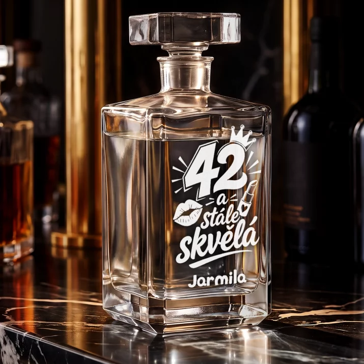 Karafa Na Vodku S Gravírováním Pro 42Letou Ženu Dárek K 40 Narozeninám Pro Ženu: 42 A Stále Skvělá