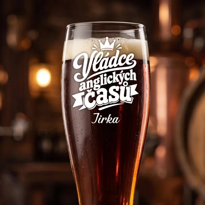 Sklenice Na Pivo S Gravírováním Pro Učitele Angličtiny Dárek Pro Muže: Vládce Anglických Časů Sklenice Na Pivo S Gravírováním Pro Učitele Angličtiny Dárek Pro Muže: Vládce Anglických Časů