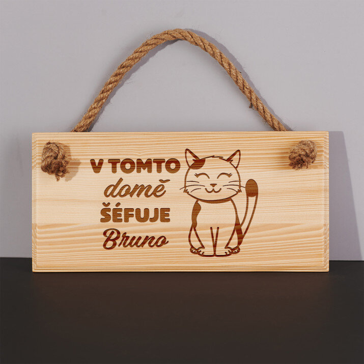 V tomto domě šéfuje kočka - Tabulka na dveře