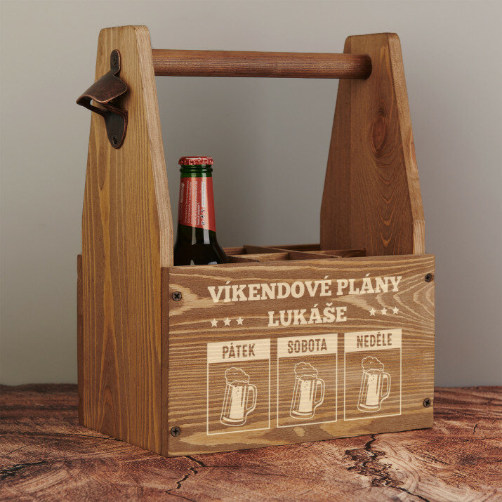 Víkendové plány - Nosič na pivo s otvírákem