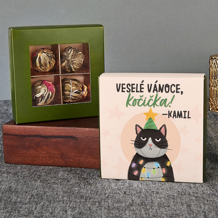 Veselé Vánoce kočička - Kvetoucí čaj
