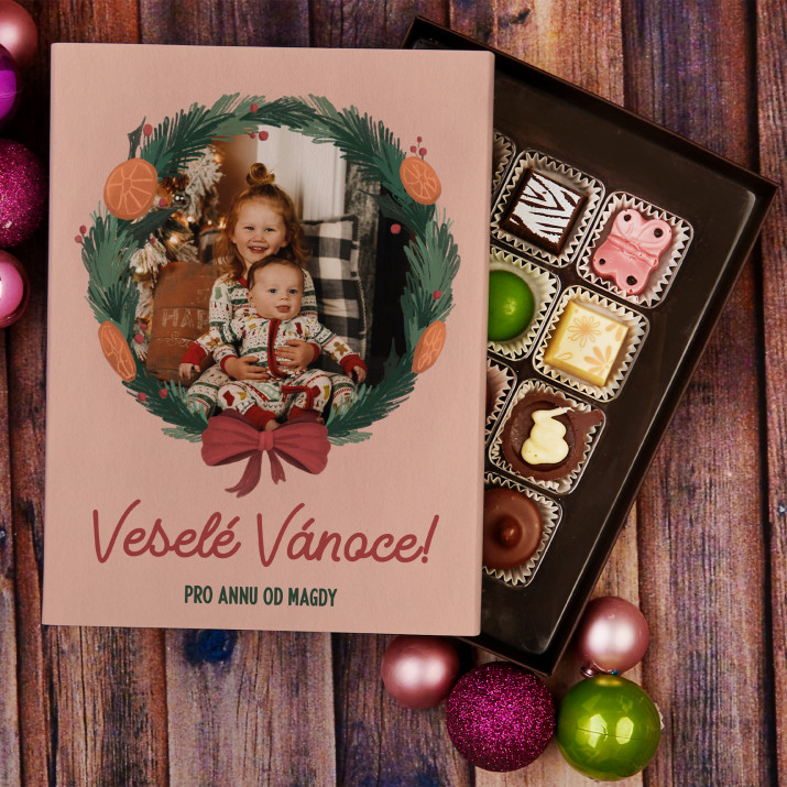 Veselé vánoce věnec - Belgické čokoládové pralinky