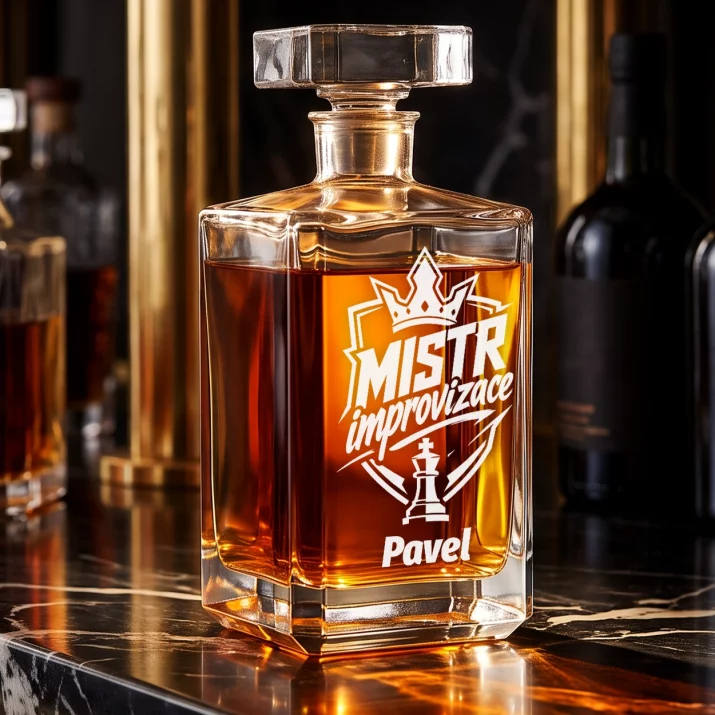 Personalizovaná Karafa Na Whisky Pro Muže Dárek Pro Muže: Mistr Improvizace Personalizovaná Karafa Na Whisky Pro Muže Dárek Pro Muže: Mistr Improvizace