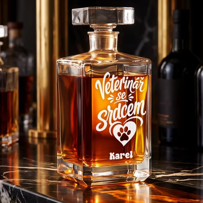 Personalizovaná Karafa Na Whisky Pro Veterináře Dárek Pro Muže: Veterinář Se Srdcem