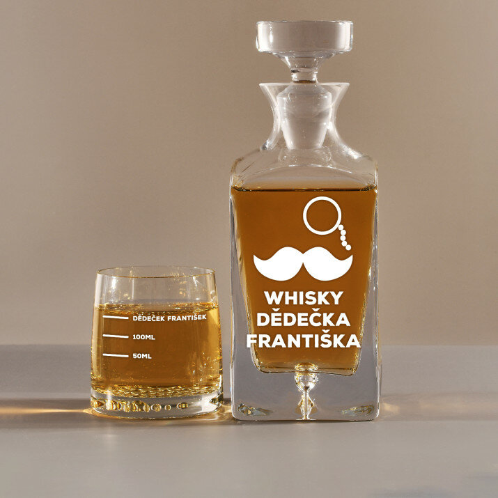 Whisky dědečka - Skleněná karafa na whisky + sklenice Whisky dědečka - Skleněná karafa na whisky + sklenice