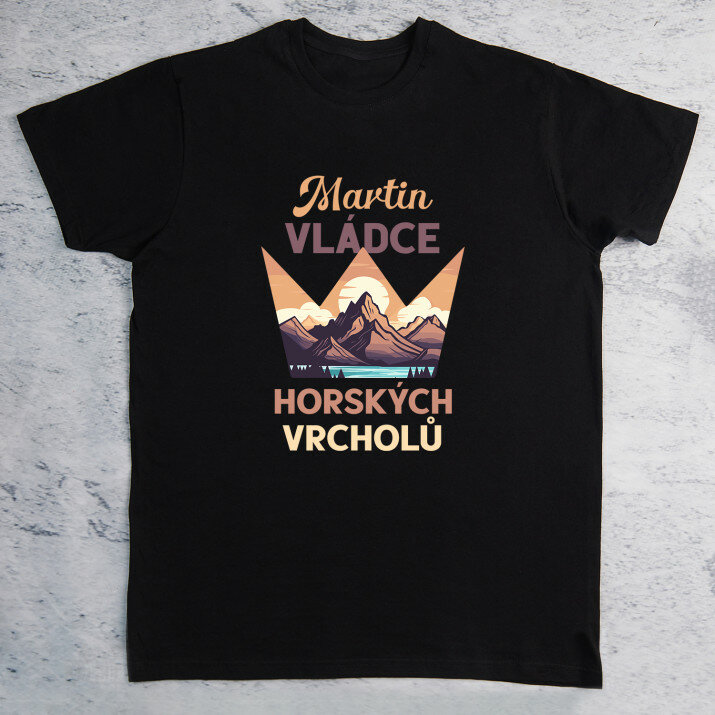 Vládce horských vrcholů - černé pánské tričko