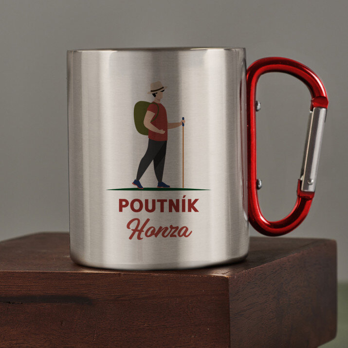Poutník - Ocelový hrnek s karabinou Poutník - Ocelový hrnek s karabinou