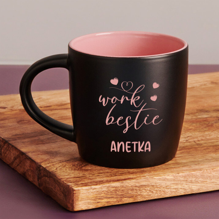 Work bestie - Černý keramický hrnek Work bestie - Černý keramický hrnek