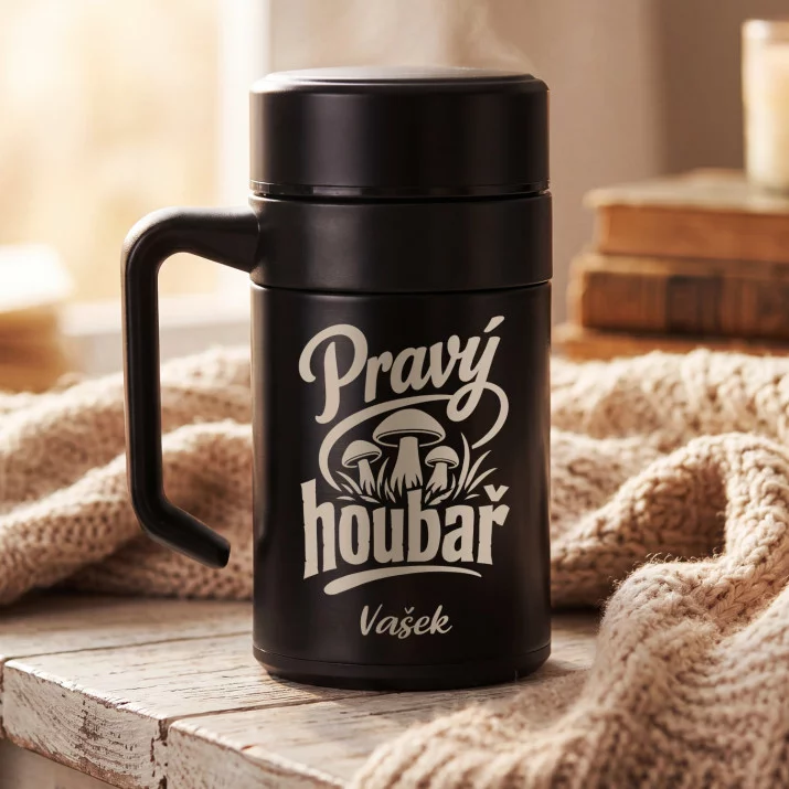 Termohrnek S Uchem 400 Ml Pro Houbaře Dárek Pro Muže: Pravý Houbař