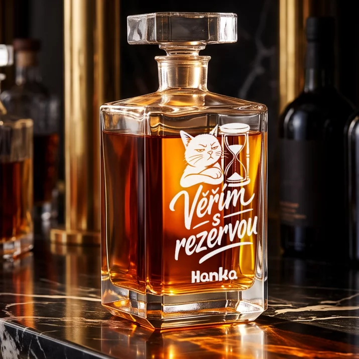 Personalizovaná Karafa Na Whisky Pro Věřícího Dárek Pro Ženu: Věřím S Rezervou