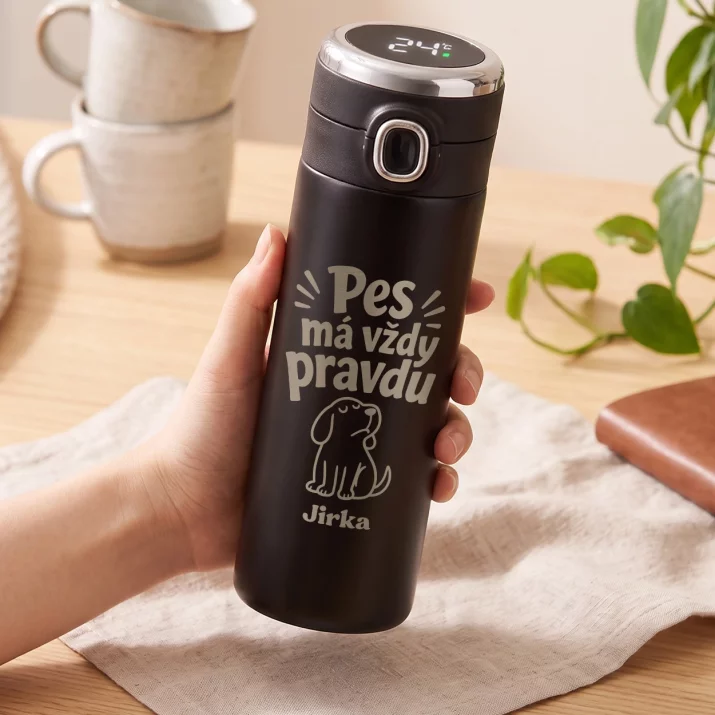 Termohrnek LED Pro Pejskaře Dárek Pro Muže: Pes Má Vždy Pravdu Termohrnek LED Pro Pejskaře Dárek Pro Muže: Pes Má Vždy Pravdu