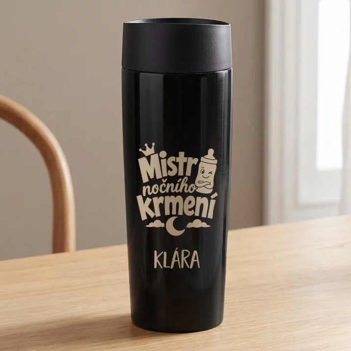 Termohrnek s Gravírováním Pro Miminko K Narození Dárek Pro Ženu: Mistr Nočního Krmení
