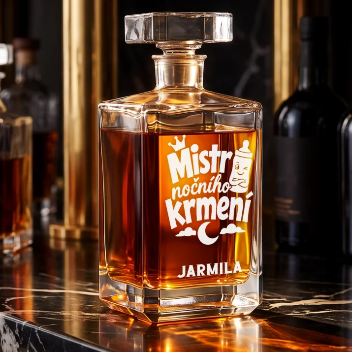 Personalizovaná Karafa Na Whisky Pro Miminko K Narození Dárek Pro Ženu: Mistr Nočního Krmení Personalizovaná Karafa Na Whisky Pro Miminko K Narození Dárek Pro Ženu: Mistr Nočního Krmení