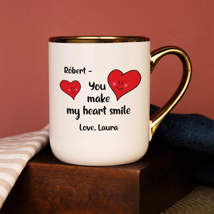 You make my heart smile - Keramický hrnek se zlatým okrajem You make my heart smile - Keramický hrnek se zlatým okrajem