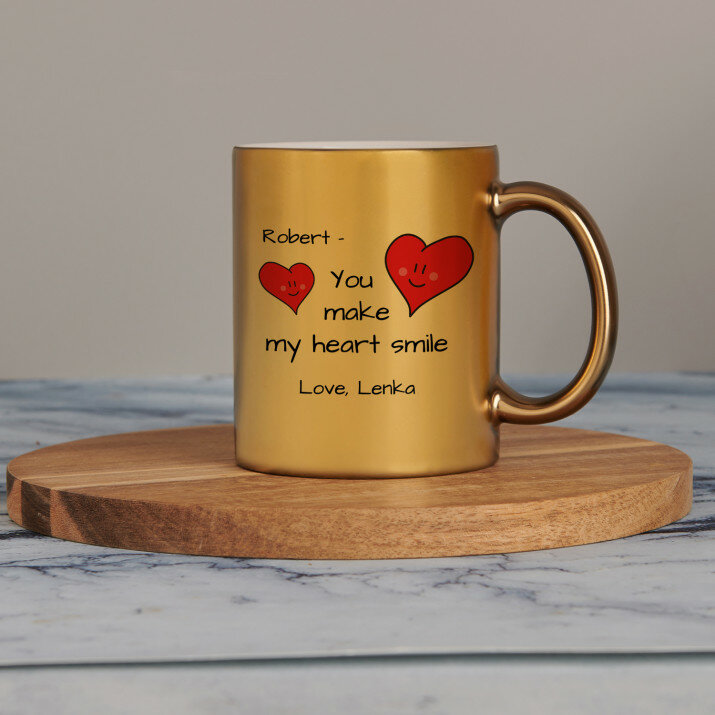You make my heart smile - Zlatý hrnek
