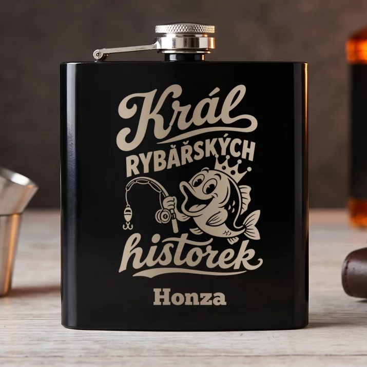 Placatka S Gravírováním Pro Rybáře Dárek Pro Muže: Král Rybářských Historek