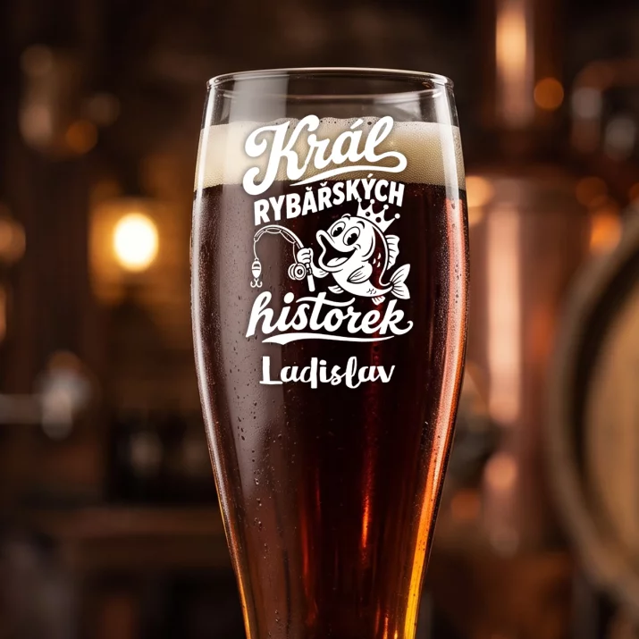 Sklenice Na Pivo S Gravírováním Pro Rybáře Dárek Pro Muže: Král Rybářských Historek