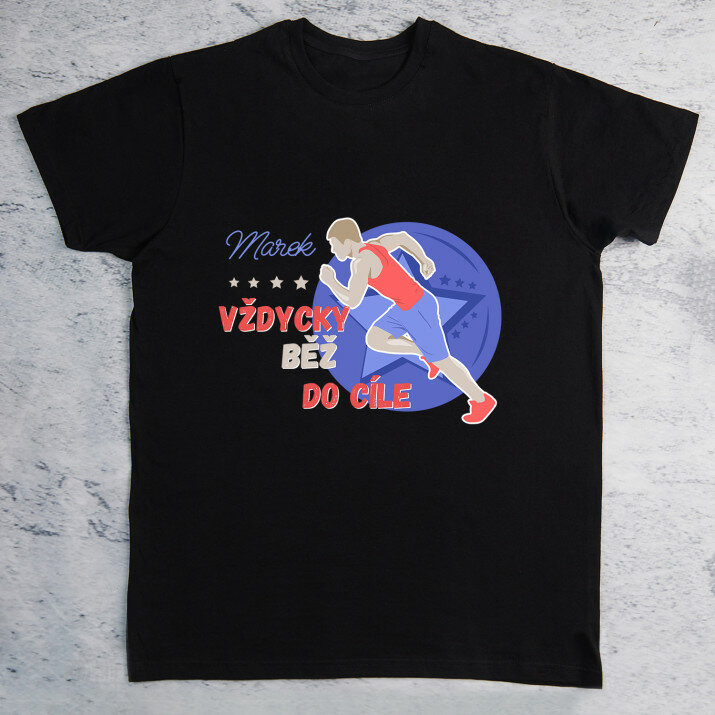 Vždycky běž do cíle - černé pánské tričko