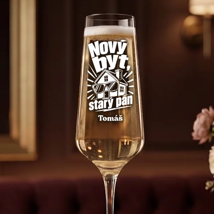 Sklenice Na Šampaňské Do Nového Bytu Dárek Pro Muže: Nový Byt, Starý Pán Sklenice Na Šampaňské Do Nového Bytu Dárek Pro Muže: Nový Byt, Starý Pán