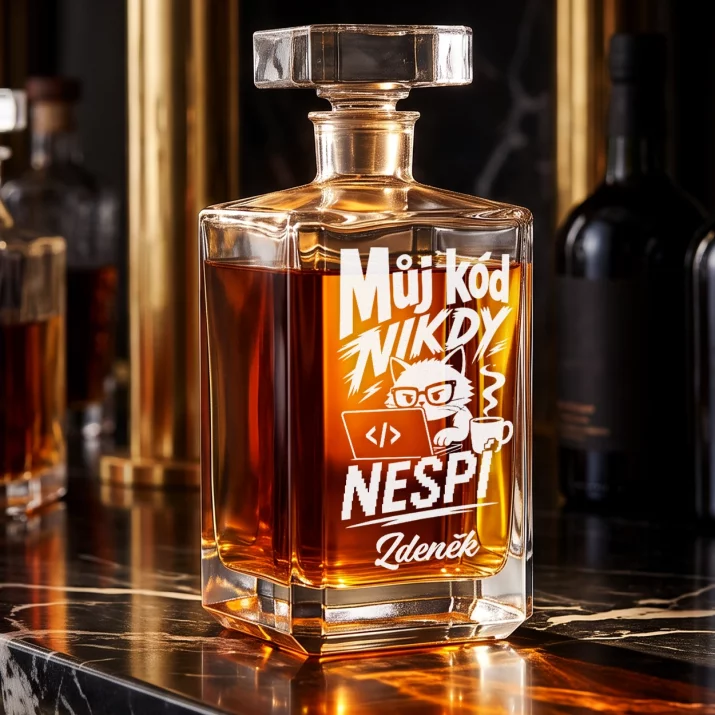 Personalizovaná Karafa Na Whisky Pro Programátora Dárek Pro Muže: Můj Kód Nikdy Nespí Personalizovaná Karafa Na Whisky Pro Programátora Dárek Pro Muže: Můj Kód Nikdy Nespí