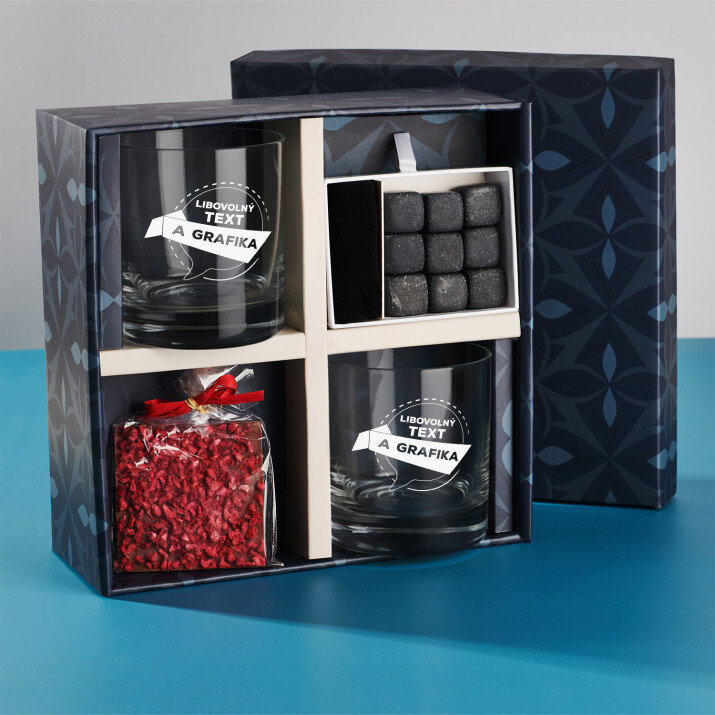 Dárková sada se sklenicemi na whisky - vlastní projekt