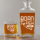 Born to fish - Skleněná karafa na whisky + sklenice