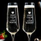Keep calm and love me - Dvě gravírované sklenice na šampaňské