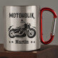 Motoholik - Ocelový hrnek s karabinou Motoholik - Ocelový hrnek s karabinou