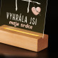 Vyhrála jsi moje srdce - Tisk na akrylovém skle stojan LED